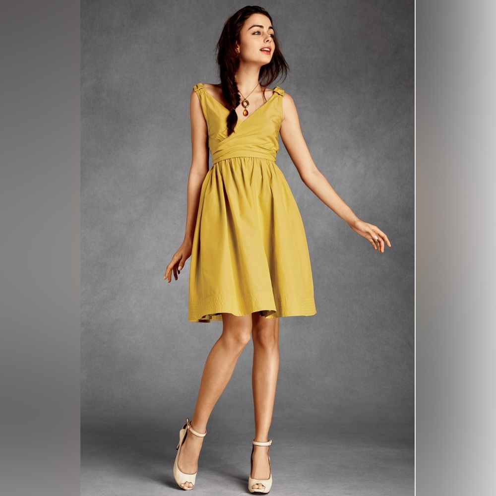 BHLDN Anthropologie Hitherto Beribboned Dress Sunshine Yellow 4
